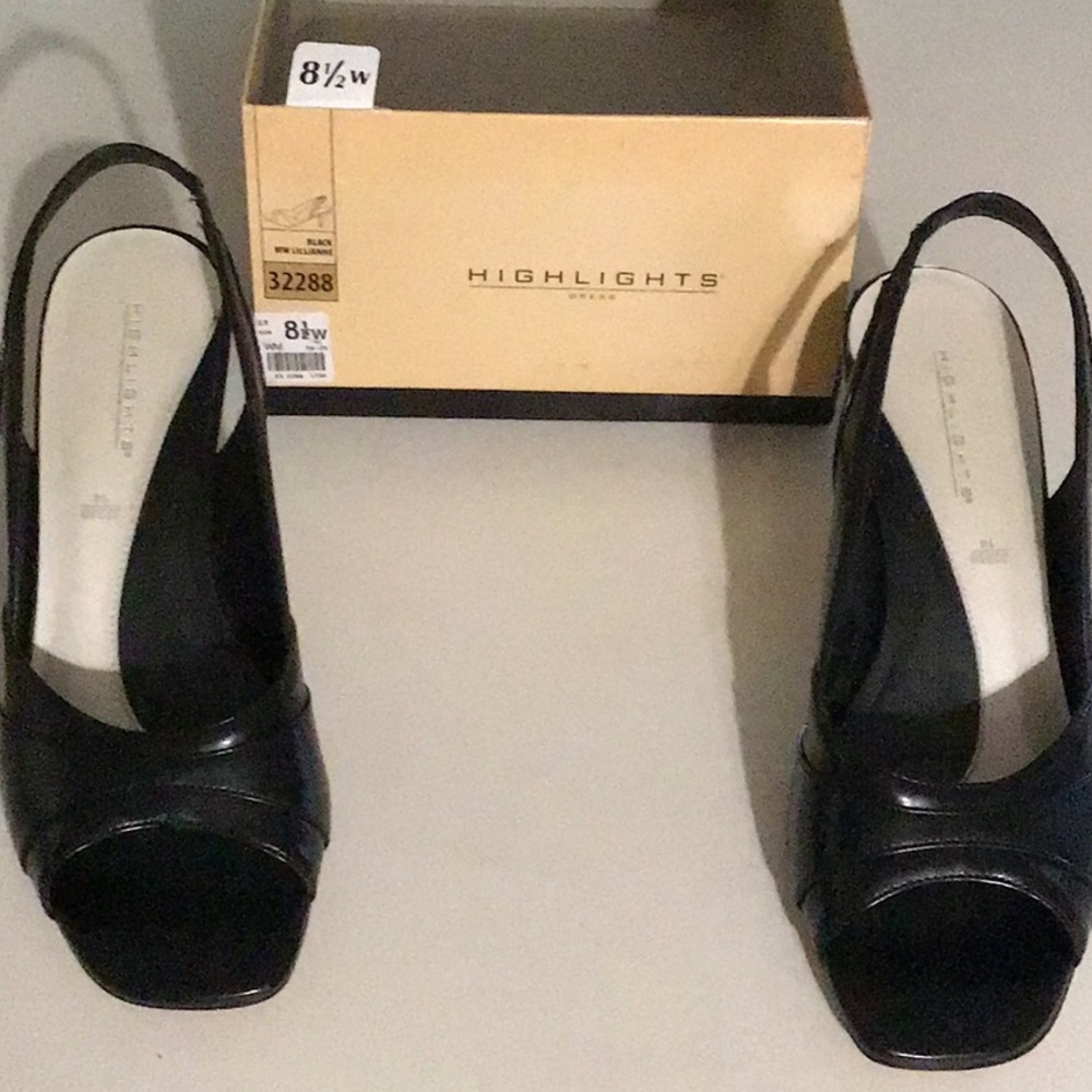 Highlights high heel sling back